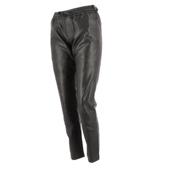 SALE!!!!!!Zadig & Voltaire Black Leather Drawstring Jogger Pants Size 36 - Picture 2 of 3